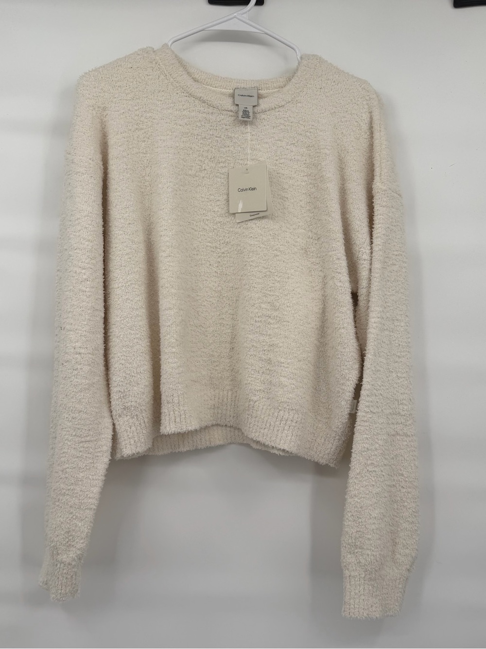 Calvin Klein nwt white fuzzy plush fleece sleep top
